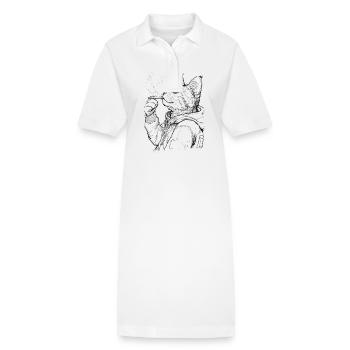 Chat avec articulation : Tigre domestique décontracté en sweat à capuche - Robe polo bio PAIGER Stanley/Stella Femme - blanc - Devant