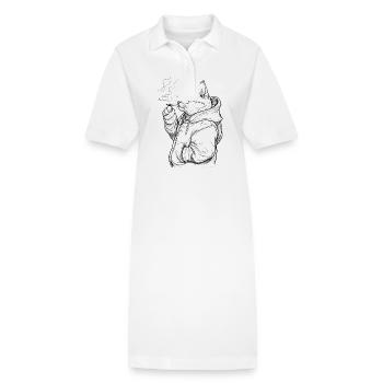 Chat cool avec joint : Tigre domestique décontracté avec du fromage - Robe polo bio PAIGER Stanley/Stella Femme - blanc - Devant
