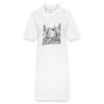 Chat au chanvre : tigre domestique dans la jungle du cannabis - Robe polo bio PAIGER Stanley/Stella Femme - blanc - Devant