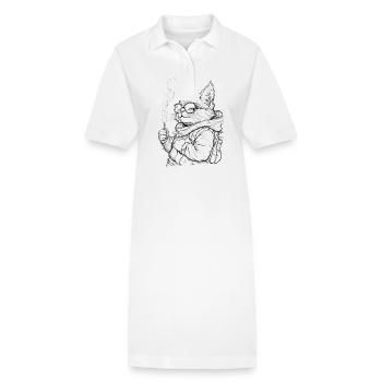 Cool Cat with Joint: Stoner House Tiger - Stanley/Stella PAIGER Organic Women’s Polo Dress - white - Front