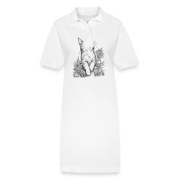 Chat en frénésie : Tigre domestique heureux en chanvre - Robe polo bio PAIGER Stanley/Stella Femme - blanc - Devant