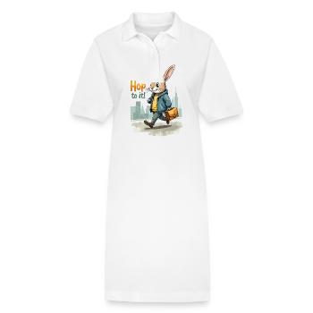 Stylish Walking Bunny Art - Stanley/Stella Frauen Bio-Polokleid PAIGER - Weiß - Vorne