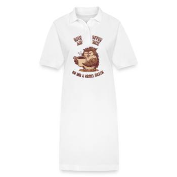 Coffee Owl - donne-moi du café et silence ou meurs - Robe polo bio PAIGER Stanley/Stella Femme - blanc - Devant