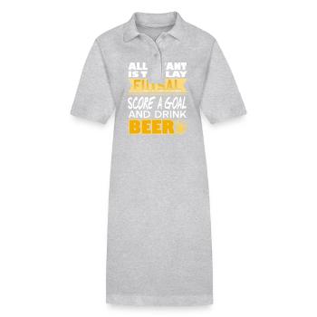 Jouer au futsal Marquer des buts Boire de la bière Citation amusante - Robe polo bio PAIGER Stanley/Stella Femme - noir - Devant