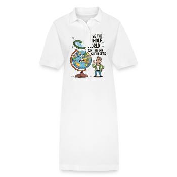 Lustig Geografie Die ganze Welt auf den Schultern - Stanley/Stella Frauen Bio-Polokleid PAIGER - Weiß - Vorne