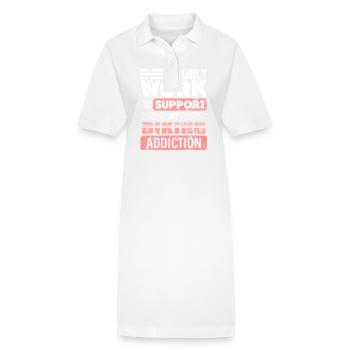 Je ne travaille que pour soutenir mon addiction au vélo - Robe polo bio PAIGER Stanley/Stella Femme - blanc - Devant