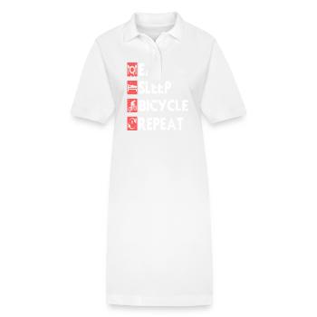 Eat Sleep Pedal Repeat Bicycle Lifestyle - Stanley/Stella Frauen Bio-Polokleid PAIGER - Weiß - Vorne