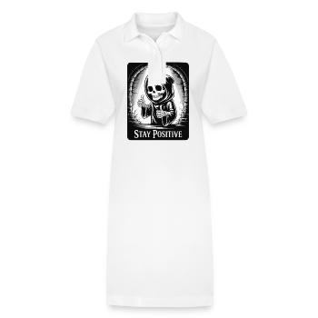 Stay Positive – Grim Reaper Skelett Design Humor - Stanley/Stella Frauen Bio-Polokleid PAIGER - Weiß - Vorne