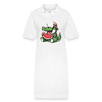 Krokodil Melone Wassermelone Frucht Fruchtig - Stanley/Stella Frauen Bio-Polokleid PAIGER - Weiß - Vorne