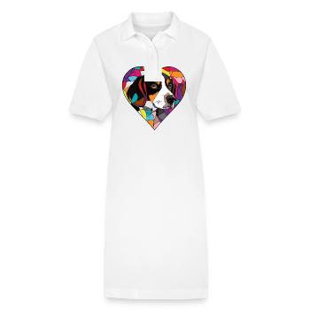 Beagle Chien Coeur Amour Chien - Robe polo bio PAIGER Stanley/Stella Femme - blanc - Devant