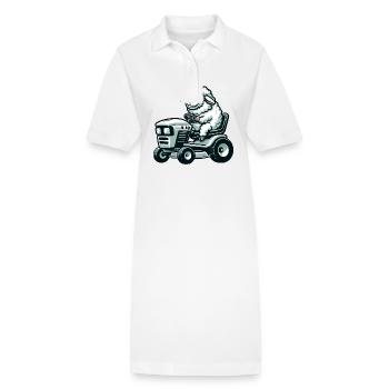 Sheep Lamb Lawn Mower Lawn Care - Stanley/Stella PAIGER Organic Women’s Polo Dress - white - Front