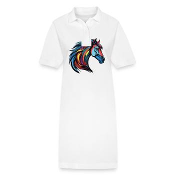 Pferd Portrait - Stanley/Stella Frauen Bio-Polokleid PAIGER - Weiß - Vorne