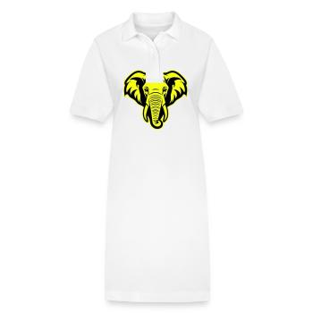 Elephant Head Portrait Icon - Stanley/Stella PAIGER Organic Women’s Polo Dress - white - Front
