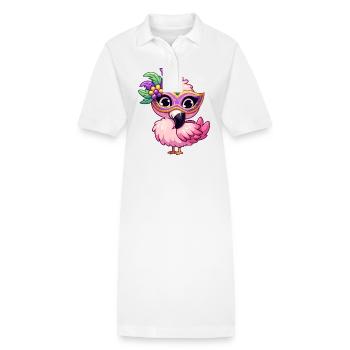 Mardi Gras Comic Flamingo - Stanley/Stella Frauen Bio-Polokleid PAIGER - Weiß - Vorne
