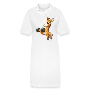 Giraffe beim Bankdrücken Workout - Stanley/Stella Frauen Bio-Polokleid PAIGER - Weiß - Vorne