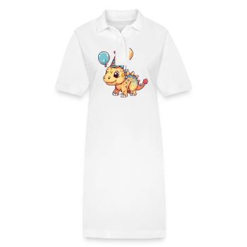 Dinosaurier stegosaurus Geburtstag Baby - Stanley/Stella Frauen Bio-Polokleid PAIGER - Weiß - Vorne