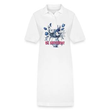Soyez différent – Tulipes bleues et positivité - Robe polo bio PAIGER Stanley/Stella Femme - blanc - Devant