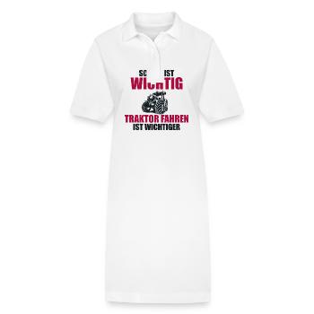 tracteur Trekker Tractor School Dire Cadeau - Robe polo bio PAIGER Stanley/Stella Femme - blanc - Devant