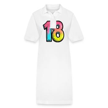 18 Number symbol - Stanley/Stella PAIGER Organic Women’s Polo Dress - white - Front