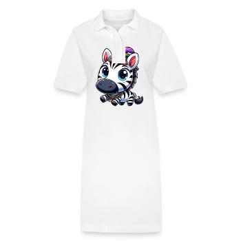 Karnevals-Zebra: Mardi Gras mit Maske - Stanley/Stella Frauen Bio-Polokleid PAIGER - Weiß - Vorne