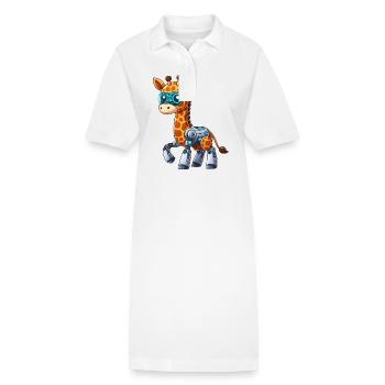 Coole Roboter Giraffe ist ein Cyborg - Stanley/Stella Frauen Bio-Polokleid PAIGER - Weiß - Vorne