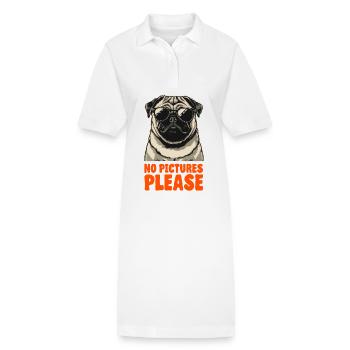 Pug with Sunglasses - No Pictures Please - Privacy - Stanley/Stella Frauen Bio-Polokleid PAIGER - Weiß - Vorne