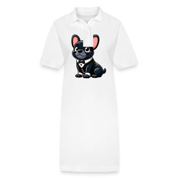 Schicke Französische Bulldogge - Stanley/Stella Frauen Bio-Polokleid PAIGER - Weiß - Vorne