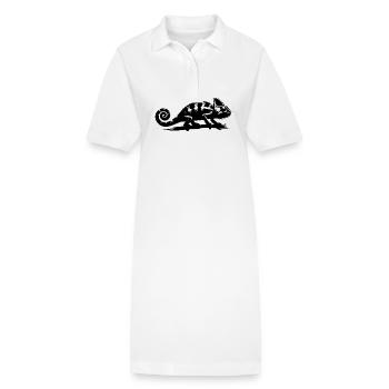 Kleiner Chamäleon Drache mit gekringelter Schwanz - Stanley/Stella Frauen Bio-Polokleid PAIGER - Weiß - Vorne