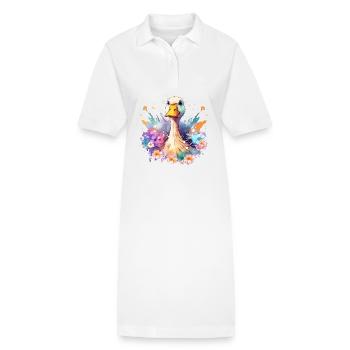 Blumige Gans - Stanley/Stella Frauen Bio-Polokleid PAIGER - Weiß - Vorne
