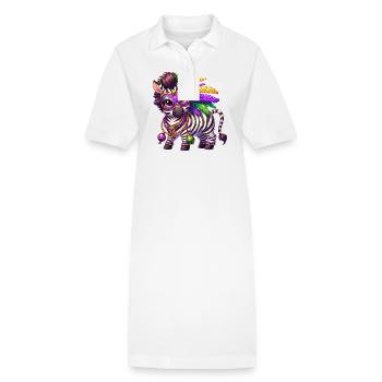 Mardi Gras Zebra Comic Süß - Stanley/Stella Frauen Bio-Polokleid PAIGER - Weiß - Vorne