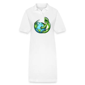 La grenouille embrasse la Terre : Jour de la Terre - Robe polo bio PAIGER Stanley/Stella Femme - blanc - Devant