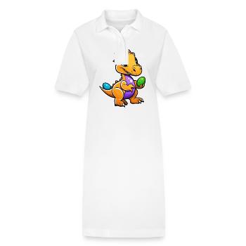 Dinosaur Easter Eggs Easter - Stanley/Stella PAIGER Organic Women’s Polo Dress - white - Front