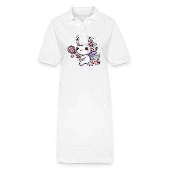 Cute Unicorn as Tennis Tennis Player - Lust - Stanley/Stella PAIGER Organic Women’s Polo Dress - white - Front