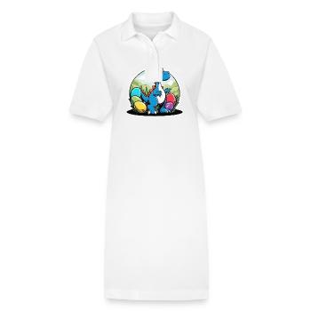 Dinosaur Easter Eggs Easter - Stanley/Stella PAIGER Organic Women’s Polo Dress - white - Front