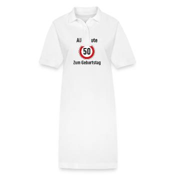 Alles Gute zum Geburtstag Straßenschild "50" - Stanley/Stella Frauen Bio-Polokleid PAIGER - Weiß - Vorne