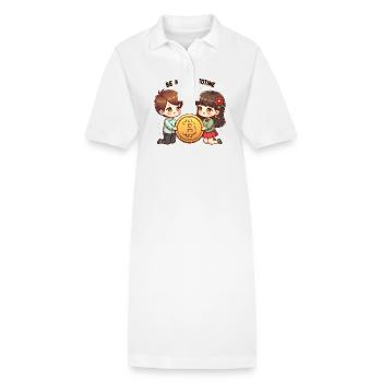 Be My Cryptotine: Adorable Bitcoin Couple - Stanley/Stella Frauen Bio-Polokleid PAIGER - Weiß - Vorne