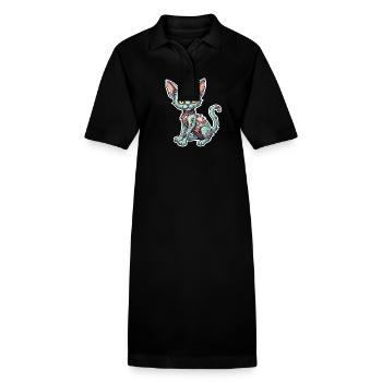 Illustration de chat zombie - Robe polo bio PAIGER Stanley/Stella Femme - noir - Devant