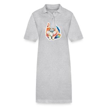 Persian Cat Watercolors - Stanley/Stella PAIGER Organic Women’s Polo Dress - black - Front