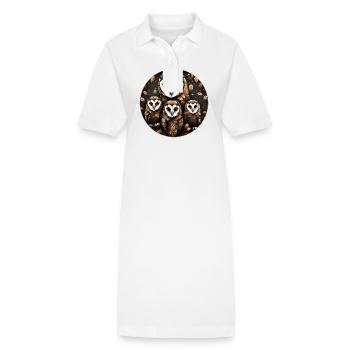 Effraie des clochers Effraie des clochers famille hibou graphique - Robe polo bio PAIGER Stanley/Stella Femme - blanc - Devant