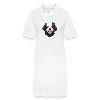 Portuguese Water Dog Breed Watercolor Cartoon Kawa - Stanley/Stella PAIGER Organic Women’s Polo Dress - white - Front