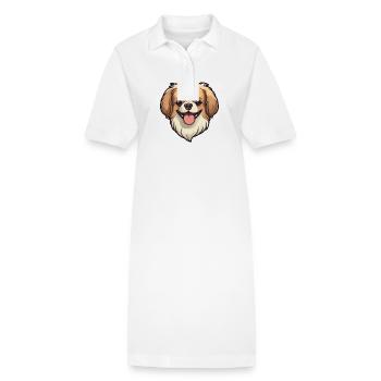 Tibetan Spaniel Hunderasse Aquarell Karikatur Kawai - Stanley/Stella Frauen Bio-Polokleid PAIGER - Weiß - Vorne