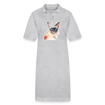 Siamkatze Wasserfarben - Stanley/Stella Frauen Bio-Polokleid PAIGER - Schwarz - Vorne