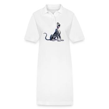 Deutsche Dogge - Stanley/Stella Frauen Bio-Polokleid PAIGER - Weiß - Vorne