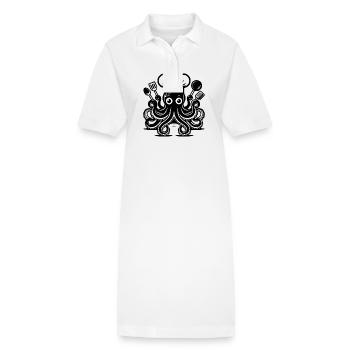Mystérieux poulpe de cuisine avec toque de chef - Robe polo bio PAIGER Stanley/Stella Femme - blanc - Devant