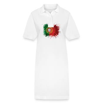 Portugal-Flagge als Farbflecken - Stanley/Stella Frauen Bio-Polokleid PAIGER - Weiß - Vorne