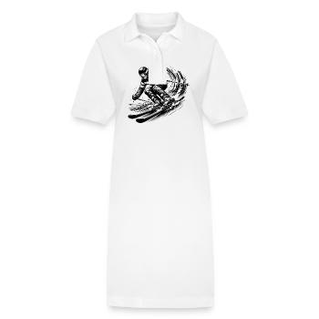 Skier avec une dynamique impressionnante dans la neige - Robe polo bio PAIGER Stanley/Stella Femme - blanc - Devant