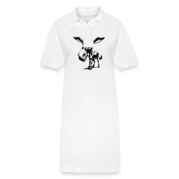 Dessin d’âne fou souriant aux longues oreilles - Robe polo bio PAIGER Stanley/Stella Femme - blanc - Devant