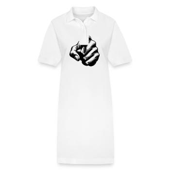 Handhaltung ikonischer Zeigefinger - Stanley/Stella Frauen Bio-Polokleid PAIGER - Weiß - Vorne