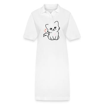 Katze Katzen Kätzchen Haustiere - Stanley/Stella Frauen Bio-Polokleid PAIGER - Weiß - Vorne