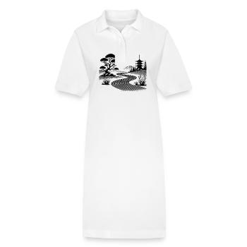 Sandmuster und Pagode Zen-Garten Inspiration - Stanley/Stella Frauen Bio-Polokleid PAIGER - Weiß - Vorne